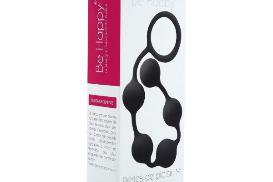 CHAINE ANALE PERLES DE PLAISIR EN SILICONE DE LA MARQUE BE HAPPY TAILLE M